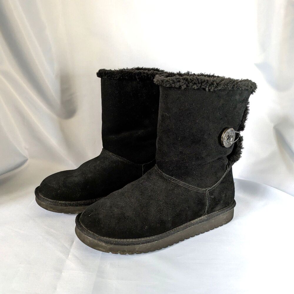 Koolaburra by UGG Women's Black Suede Short Mid Calf Boots Size 8 1145870 Nalie